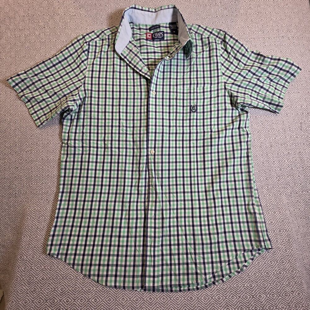 CHAPS Plaid Button Up Shirt Men’s M Green Navy Preppy Y2K Style